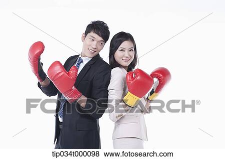 Stock Photo - Boxing man and woman . Fotosearch