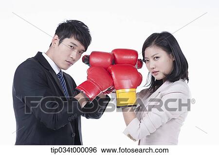Stock Photograph - Boxing man and woman . Fotosearch