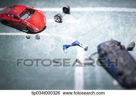 Broken red and blue car on the road View Large Photo Image Stock Photograph - Broken red and blue car on the road. Fotosearch