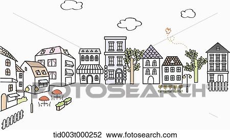 Stock Image - Building and street landscape. Fotosearch