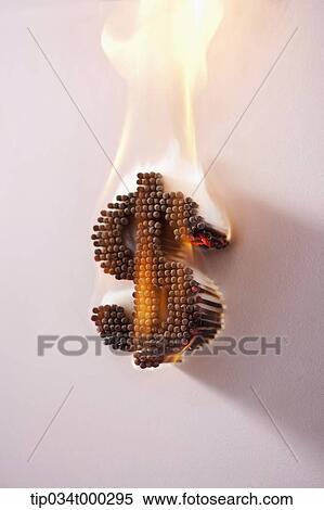 Stock Photography - Burning dollar match. Fotosearch