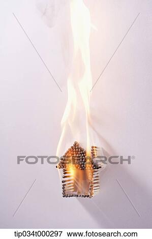 Burning house match View Large Photo Image Stock Photo - Burning house match. Fotosearch