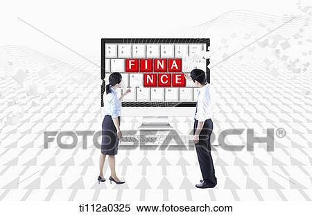 Businessman pointing to the finance monitor View Large Photo Image Stock Photography - Businessman pointing to the finance monitor. Fotosearch