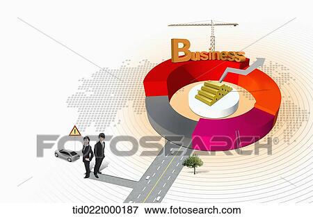Stock Photo - Businessmen and business performance chart. Fotosearch