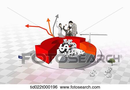 Stock Photograph - Businessmen and business performance chart. Fotosearch