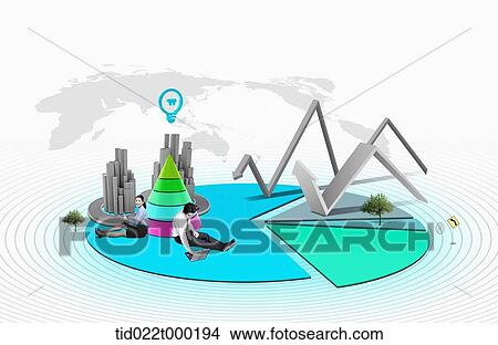 Businessmen sitting on the business performance chart View Large Photo Image Picture - Businessmen sitting on the business performance chart. Fotosearch