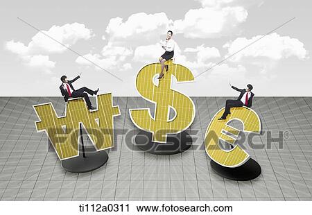 Businessmen sitting on the foreign currency View Large Photo Image Stock Image - Businessmen sitting on the foreign currency . Fotosearch