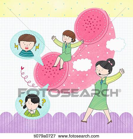 Stock Photo - Call receptionist dealing with customer's problems. Fotosearch