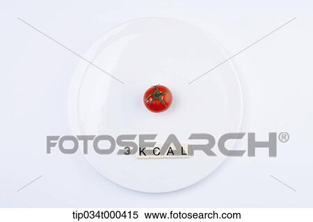 Stock Photography - Cherry tomato and its calorie on the dish . Fotosearch