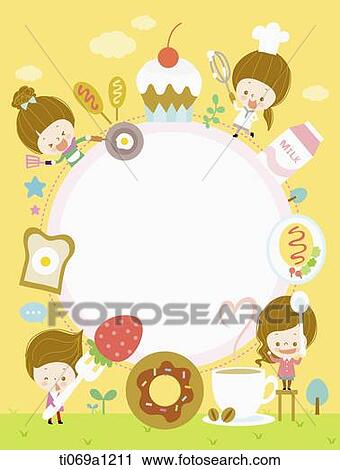 Children and food around circle notice View Large Photo Image Stock Image - Children and food around circle notice. Fotosearch