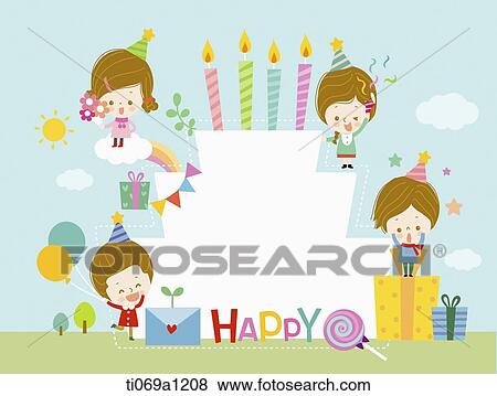 Children and gift around the cake notice View Large Photo Image Stock Photo - Children and gift around the cake notice. Fotosearch