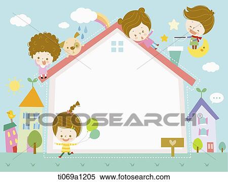 Stock Photography - Children around the house notice . Fotosearch