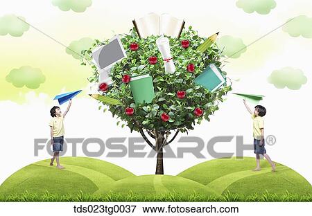 children flying paper airplane View Large Photo Image Stock Photo - children flying paper airplane. Fotosearch