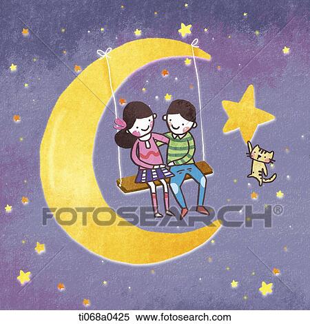 Children sitting on the swing in the dark sky View Large Photo Image Stock Photography - Children sitting on the swing in the dark sky . Fotosearch