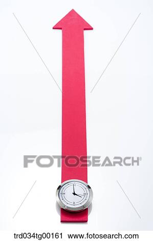 Stock Image - clock on the arrow sign. Fotosearch