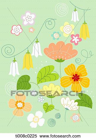 Stock Photography - Colorful flowers with green background. Fotosearch