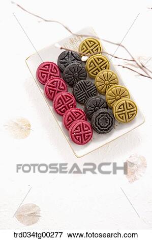 Colorful Korean dessert on dish View Large Photo Image Stock Photo - Colorful Korean dessert on dish . Fotosearch