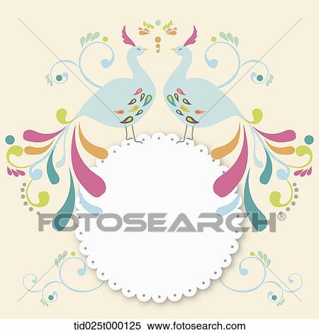 Colorful peacocks and white note View Large Photo Image Stock Photography - Colorful peacocks and white note. Fotosearch