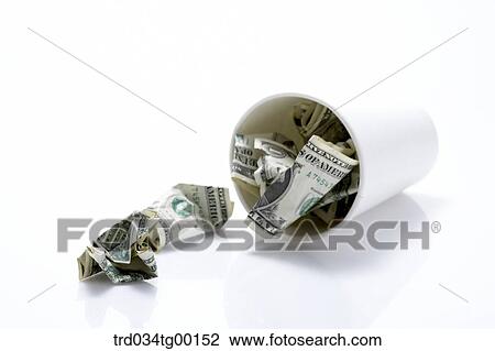 crumpled money bills in waste bucket View Large Photo Image Stock Image - crumpled money bills in waste bucket. Fotosearch