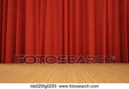 Stock Image - curtains were closed on the stage. Fotosearch