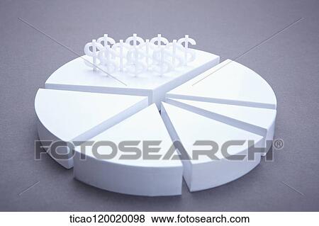 Dollar on the pie graph View Large Photo Image Stock Photo - Dollar on the pie graph . Fotosearch