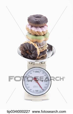 Donut on the scale View Large Photo Image Stock Photo - Donut on the scale. Fotosearch