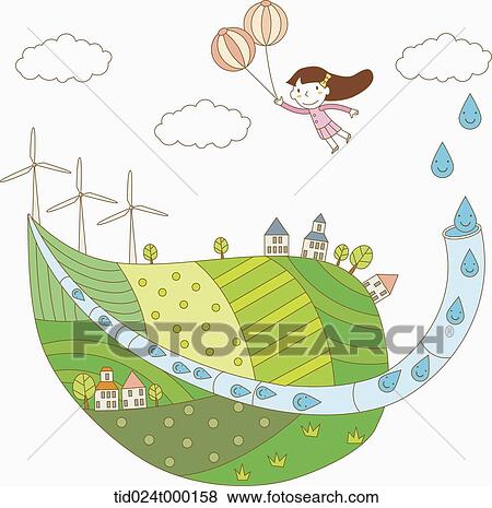 Eco-town reusing the underground water View Large Photo Image Stock Photo - Eco-town reusing the underground water. Fotosearch