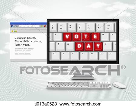 Stock Image - Election website and vote day on the monitor. Fotosearch