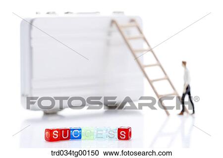 Stock Image - figures and ladder with brief case. Fotosearch