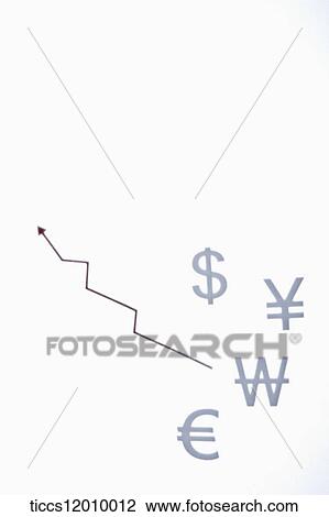 Stock Image - Foreign currency and rising performance chart. Fotosearch
