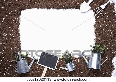 Stock Image - Gardening tool frame. Fotosearch