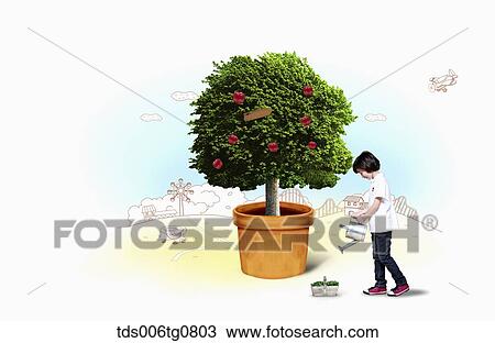 girl is watering plant View Large Photo Image Stock Image - girl is watering plant. Fotosearch