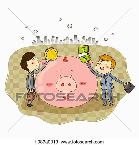 Global businessmen holding up the money View Large Photo Image Stock Photo - Global businessmen holding up the money. Fotosearch