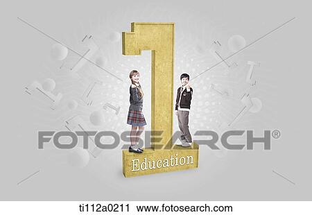 Stock Image - Global students on the number one education . Fotosearch