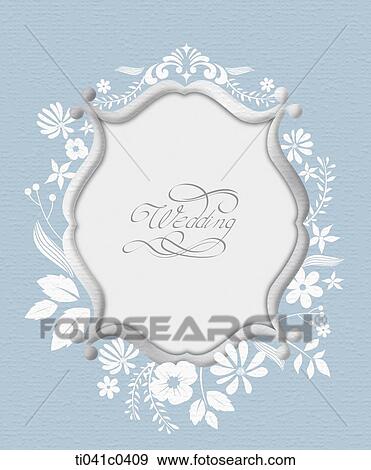 Gray frame and white flower wedding invitation card View Large Photo Image Stock Photo - Gray frame and white flower wedding invitation card. Fotosearch