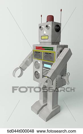 Stock Photo - Gray metal robot. Fotosearch