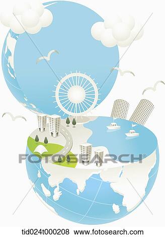 Green building on the earth View Large Photo Image Stock Photo - Green building on the earth. Fotosearch