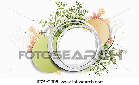 Green leaves and orange flowers around the circles View Large Photo Image Stock Photo - Green leaves and orange flowers around the circles. Fotosearch
