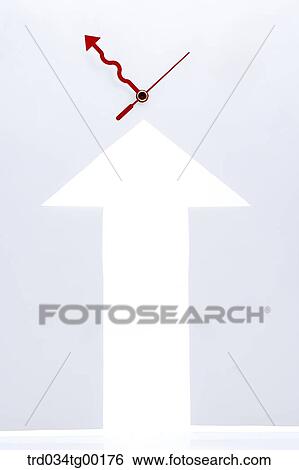 Stock Photograph - hands of clock and arrow sign. Fotosearch