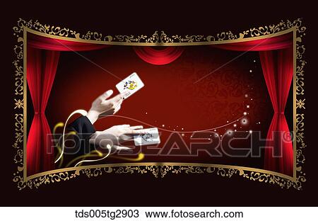 Stock Image - hands playing magical card show. Fotosearch