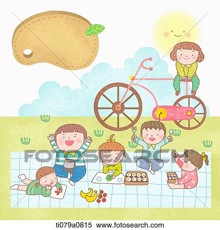 Happy children having the picnic View Large Photo Image Stock Photography - Happy children having the picnic . Fotosearch