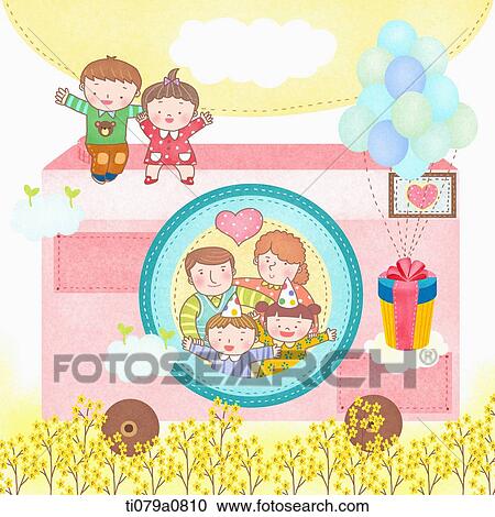 Happy family celebrating children's day in the pink bus View Large Photo Image Stock Image - Happy family celebrating children's day in the pink bus. Fotosearch