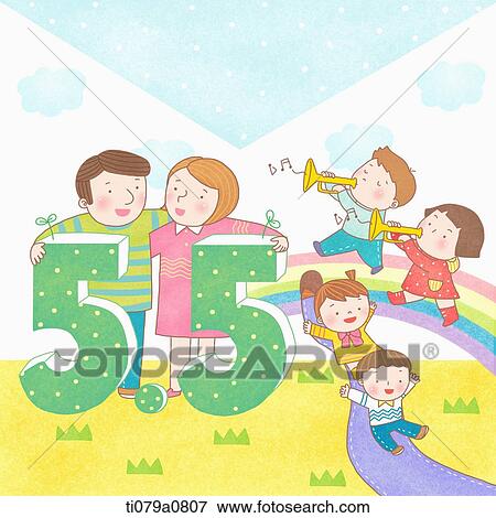 Happy parents and children celebrating children's day View Large Photo Image Stock Photo - Happy parents and children celebrating children's day . Fotosearch