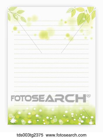 Stock Photography - illustrated letter pad of spring scene. Fotosearch
