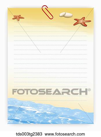 Stock Image - illustrated letter pad of summer scenery. Fotosearch