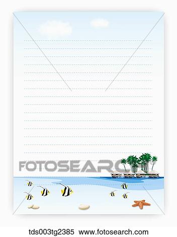 Stock Photography - illustrated letter pad of summer scenery. Fotosearch