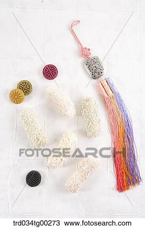 Korean dessert and colorful traditional accessory View Large Photo Image Stock Image - Korean dessert and colorful traditional accessory. Fotosearch