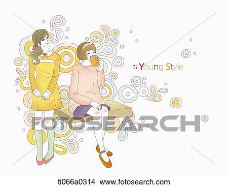 Ladies wearing young style outfit View Large Photo Image Picture - Ladies wearing young style outfit. Fotosearch