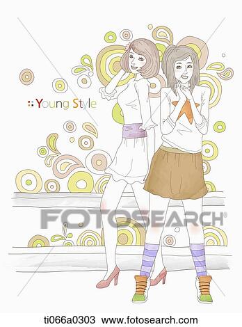 Ladies wearing young style outfit View Large Photo Image Stock Image - Ladies wearing young style outfit. Fotosearch