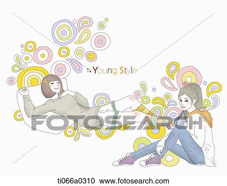 Ladies wearing young style outfit View Large Photo Image Stock Image - Ladies wearing young style outfit. Fotosearch
